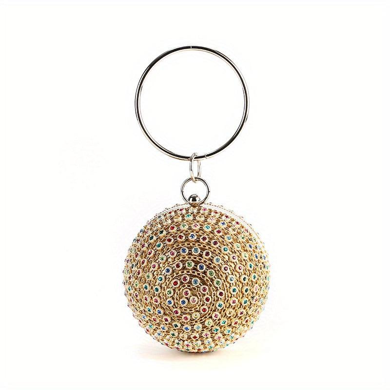 Colorful Rhinestone Clutch Purse Mini Round Formal Clutch