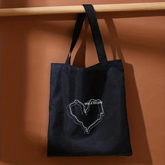 Line Love Print Shoulder Bag Lightweight All Match Storage Bag