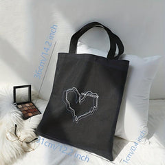 Line Love Print Shoulder Bag Lightweight All Match Storage Bag