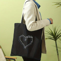 Line Love Print Shoulder Bag Lightweight All Match Storage Bag
