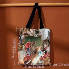 Cats Pattern Canvas Tote Bag Large Capacity Shoulder Bag