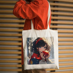 Cartoon Girl Print Canvas Shopping Bag Large Capacity Anime Shoulder Bag
