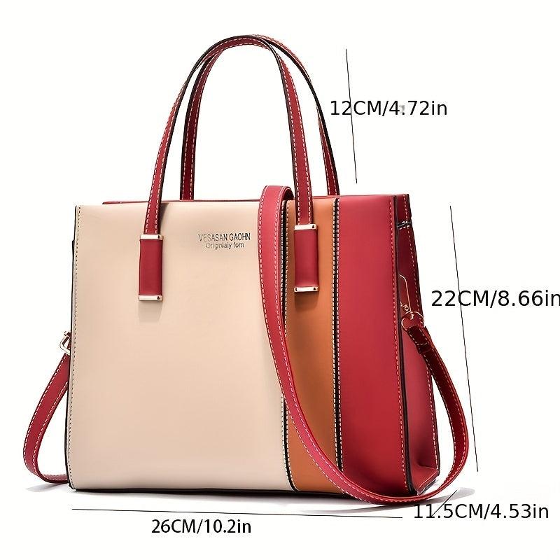 Colorblock Tote Bag Shoulder Bag All Match Crossbody Bag