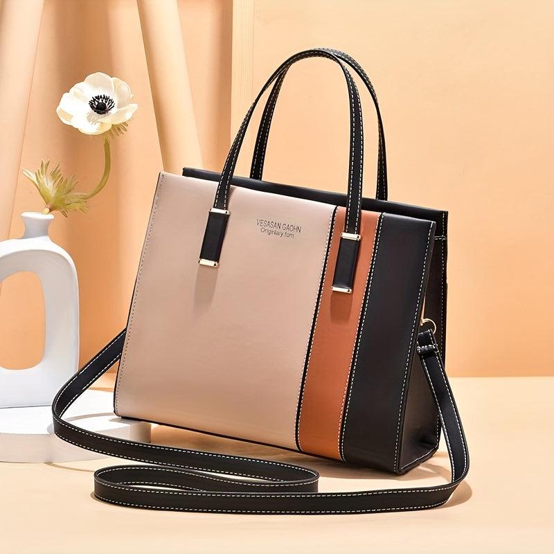Colorblock Tote Bag Shoulder Bag All Match Crossbody Bag