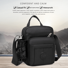 Men's Nylon Crossbody Bag with Water Bottle Pocket
