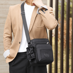 Men's Nylon Crossbody Bag with Water Bottle Pocket