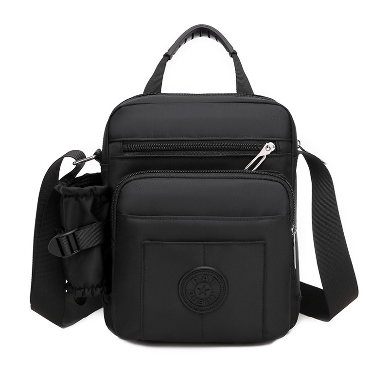 Men's Nylon Crossbody Bag with Water Bottle Pocket