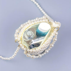 Faux Pearl Basket Bead Handbag Drawstring Bag for Shopping