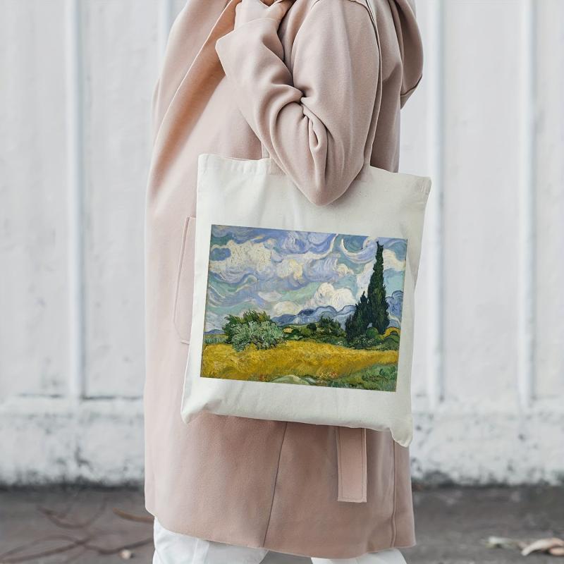 Graphic Pattern Canvas Bag Lightweight Shopper Storage Handbag