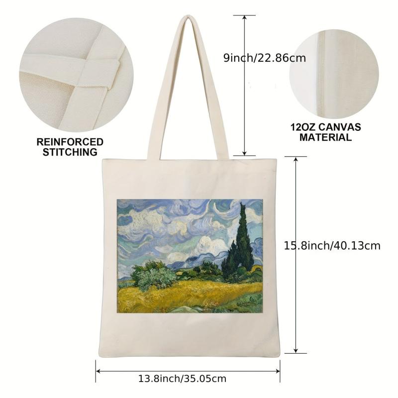 Graphic Pattern Canvas Bag Lightweight Shopper Storage Handbag