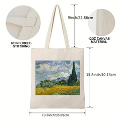 Graphic Pattern Canvas Bag Lightweight Shopper Storage Handbag