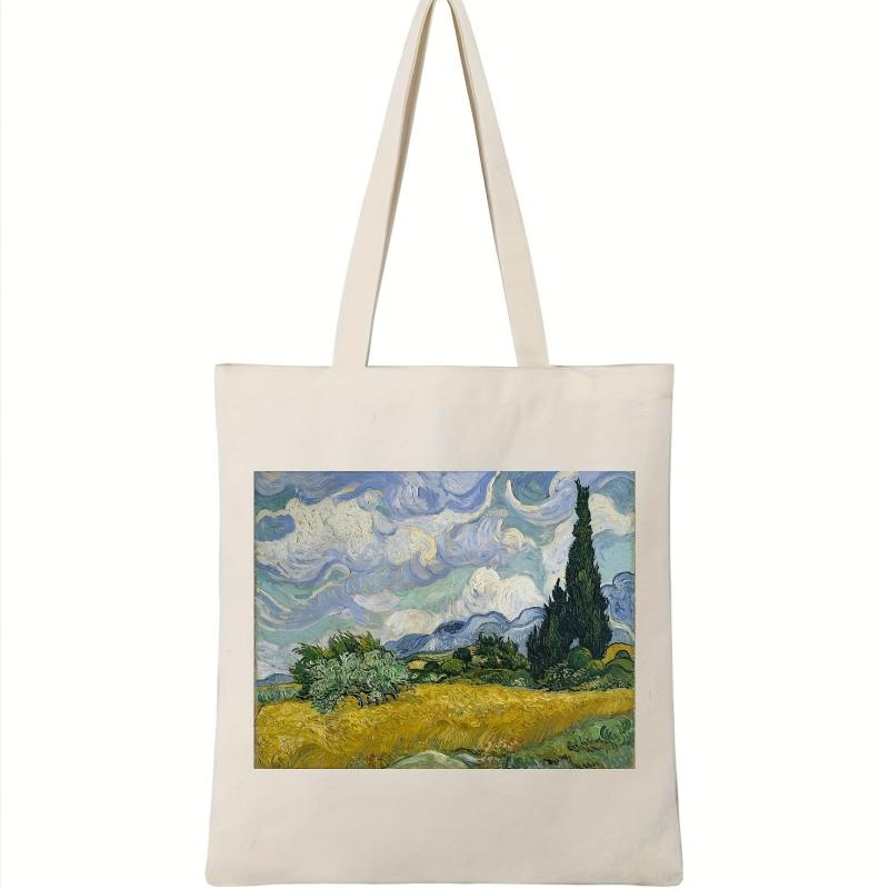 Graphic Pattern Canvas Bag Lightweight Shopper Storage Handbag
