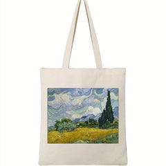 Graphic Pattern Canvas Bag Lightweight Shopper Storage Handbag