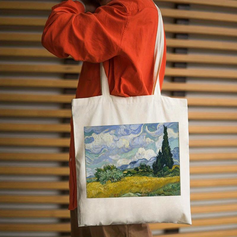 Graphic Pattern Canvas Bag Lightweight Shopper Storage Handbag