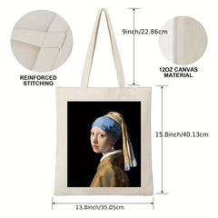 Girl With A Pearl Earring Pattern Canvas Bag Lightweight Shopper Bag
