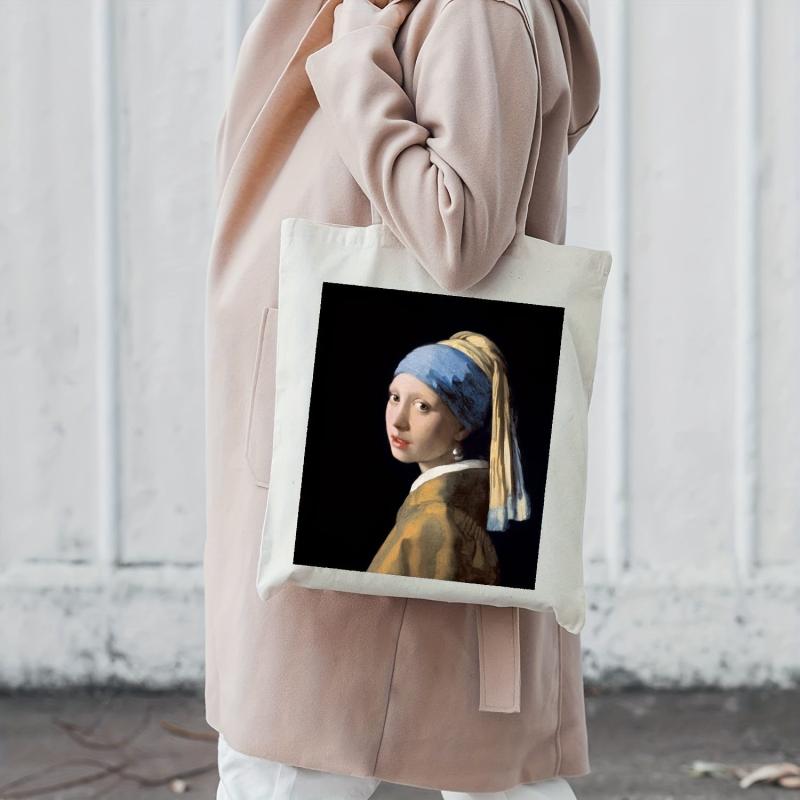 Girl With A Pearl Earring Pattern Canvas Bag Lightweight Shopper Bag