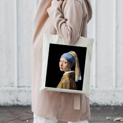Girl With A Pearl Earring Pattern Canvas Bag Lightweight Shopper Bag