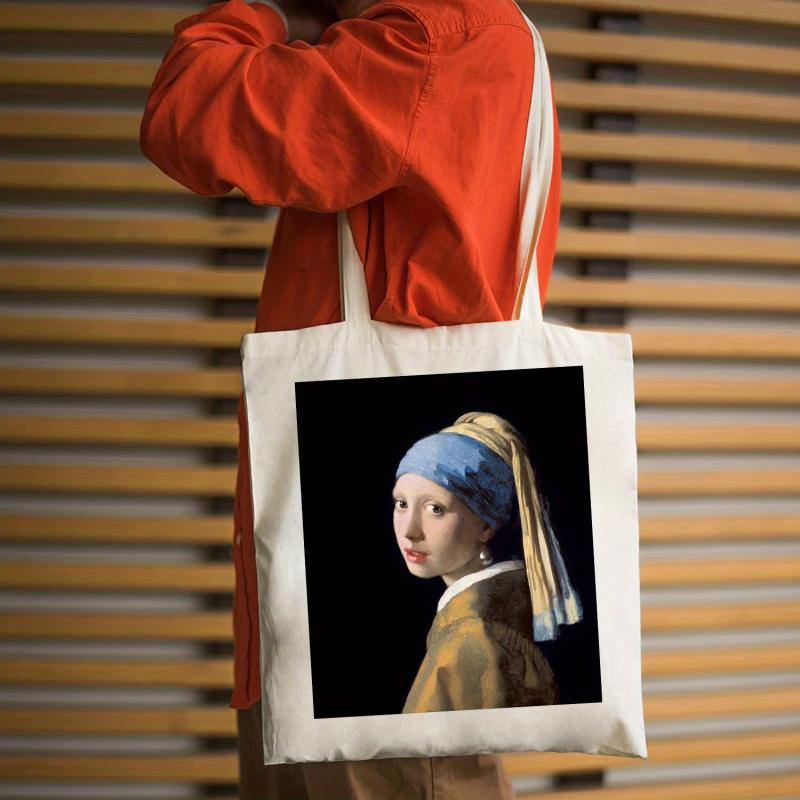 Girl With A Pearl Earring Pattern Canvas Bag Lightweight Shopper Bag