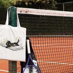 Cartoon Cat Print Canvas Bag Lightweight Versatile Storage Handbag