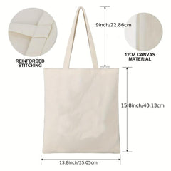 Cartoon Cat Print Canvas Bag Lightweight Versatile Storage Handbag