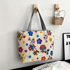 Vintage Ethnic Pattern Tote Zipper Bag All Match Storage Bag
