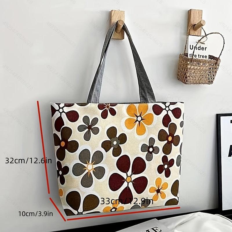 Vintage Ethnic Pattern Tote Zipper Bag All Match Storage Bag