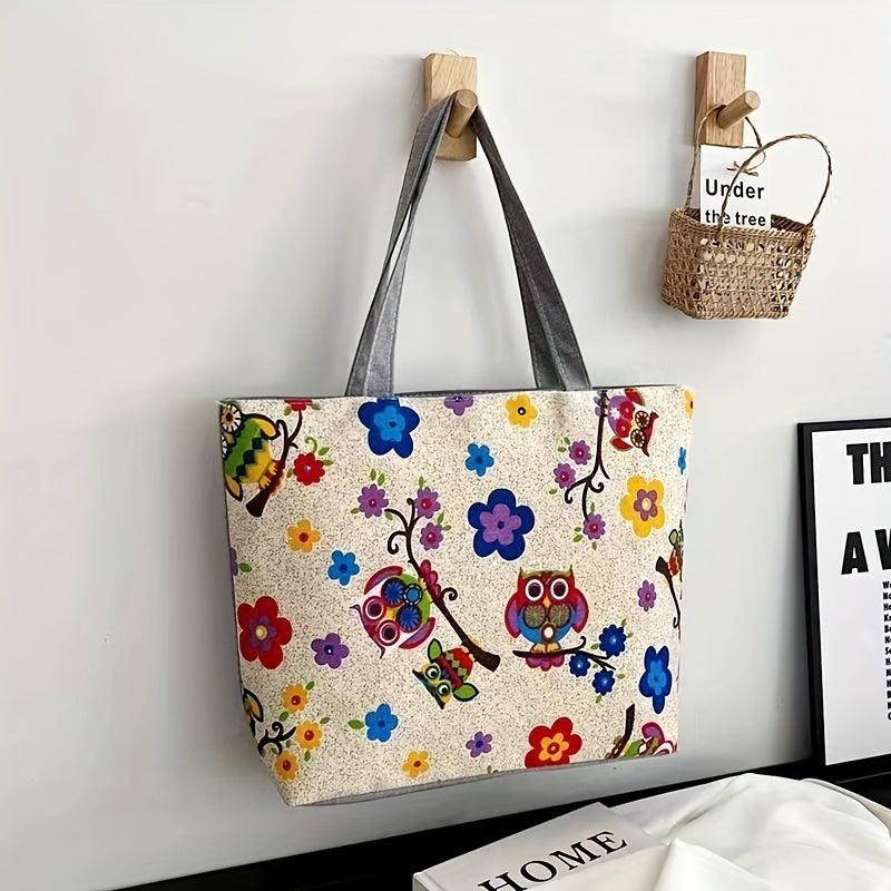Vintage Ethnic Pattern Tote Zipper Bag All Match Storage Bag