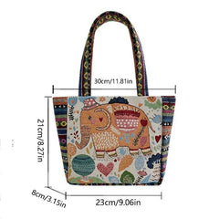 Vintage Animals Pattern Shoulder Bag Ethnic Embroidery Storage Bag