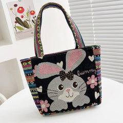 Vintage Animals Pattern Shoulder Bag Ethnic Embroidery Storage Bag