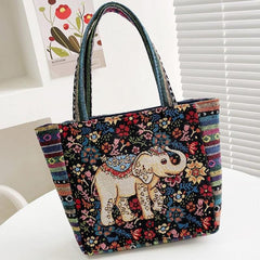 Vintage Animals Pattern Shoulder Bag Ethnic Embroidery Storage Bag