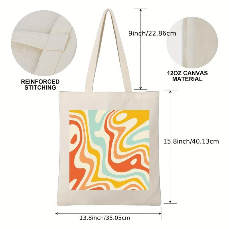 Abstract Pattern Canvas Shoulder Bag Lightweight Shopper Storage Bag