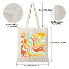 Abstract Pattern Canvas Shoulder Bag Lightweight Shopper Storage Bag