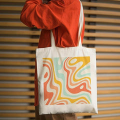 Abstract Pattern Canvas Shoulder Bag Lightweight Shopper Storage Bag
