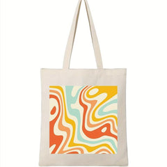 Abstract Pattern Canvas Shoulder Bag Lightweight Shopper Storage Bag