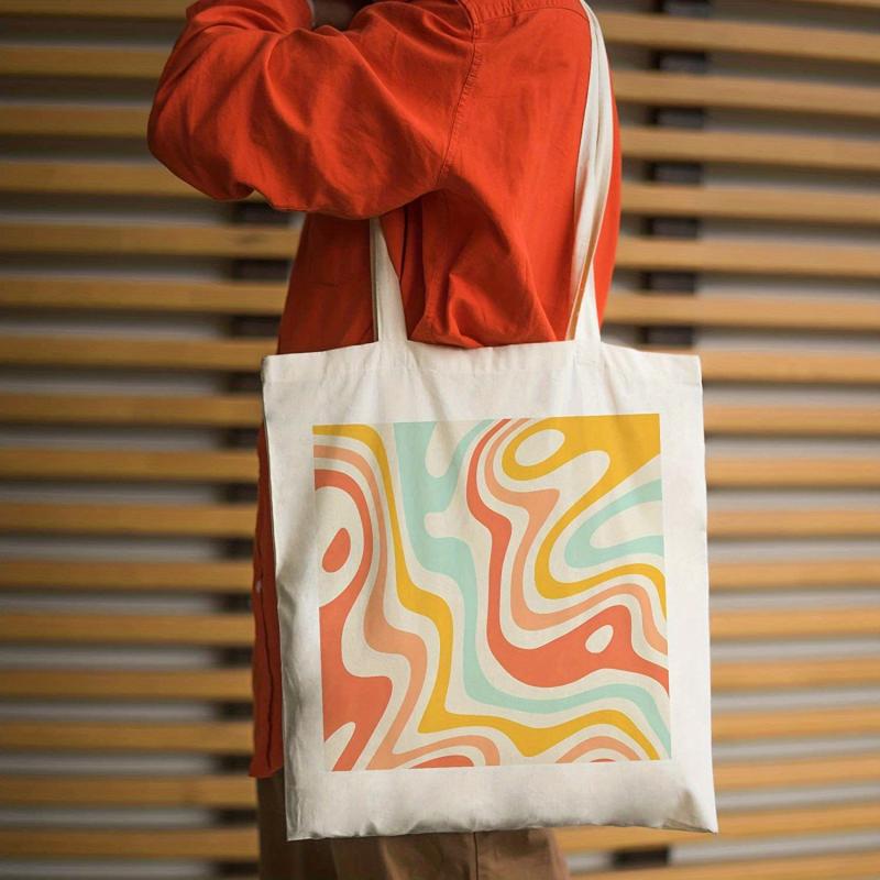 Abstract Pattern Canvas Shoulder Bag Lightweight Shopper Storage Bag