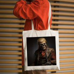 Fashionable Skull Pattern Canvas Shoulder Bag Halloween Storage Bag