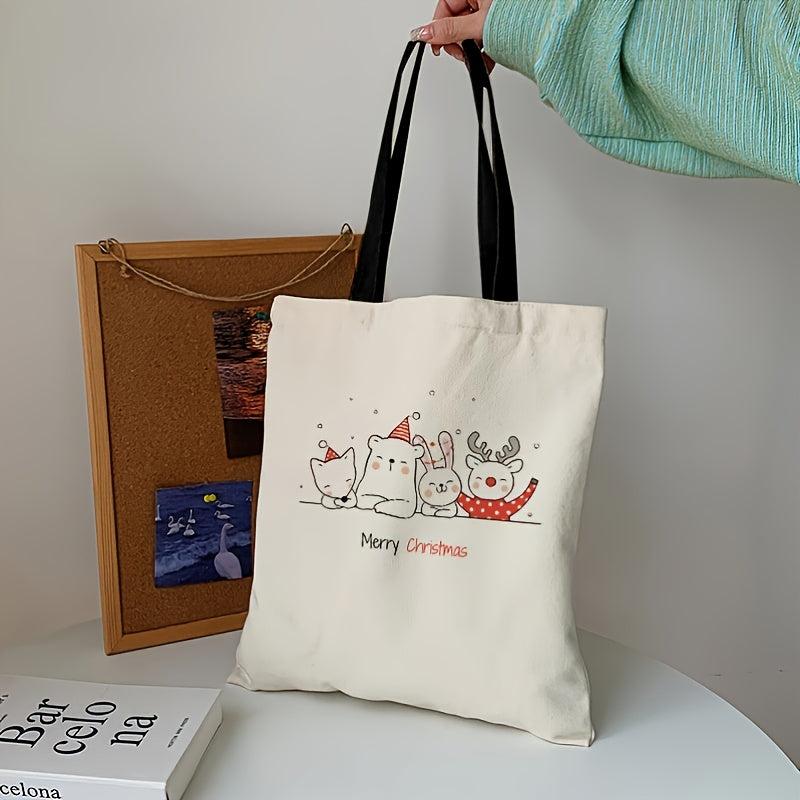 Cartoon Animal Pattern Canvas Bag Women's Large Capacity Handbag