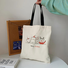 Cartoon Animal Pattern Canvas Bag Women's Large Capacity Handbag