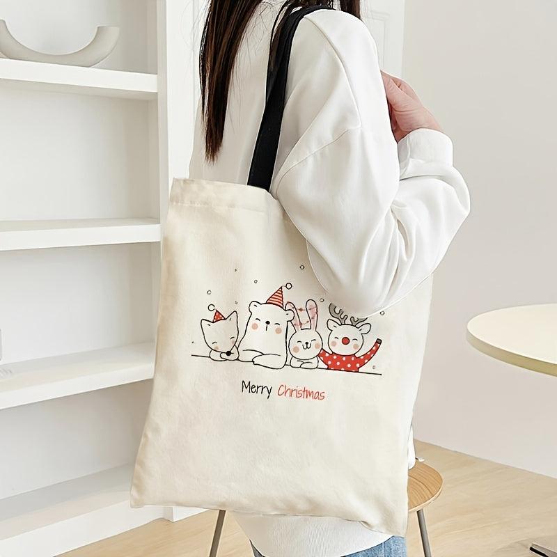 Cartoon Animal Pattern Canvas Bag Women's Large Capacity Handbag