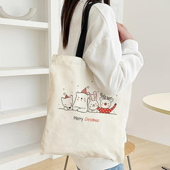 Cartoon Animal Pattern Canvas Bag Women's Large Capacity Handbag