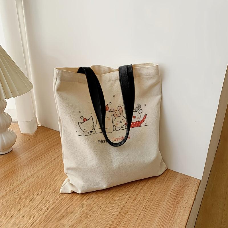 Cartoon Animal Pattern Canvas Bag Women's Large Capacity Handbag