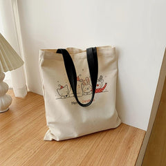 Cartoon Animal Pattern Canvas Bag Women's Large Capacity Handbag