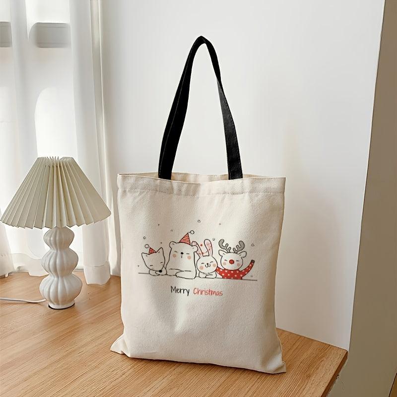 Cartoon Animal Pattern Canvas Bag Women's Large Capacity Handbag