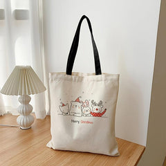 Cartoon Animal Pattern Canvas Bag Women's Large Capacity Handbag