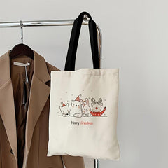 Cartoon Animal Pattern Canvas Bag Women's Large Capacity Handbag
