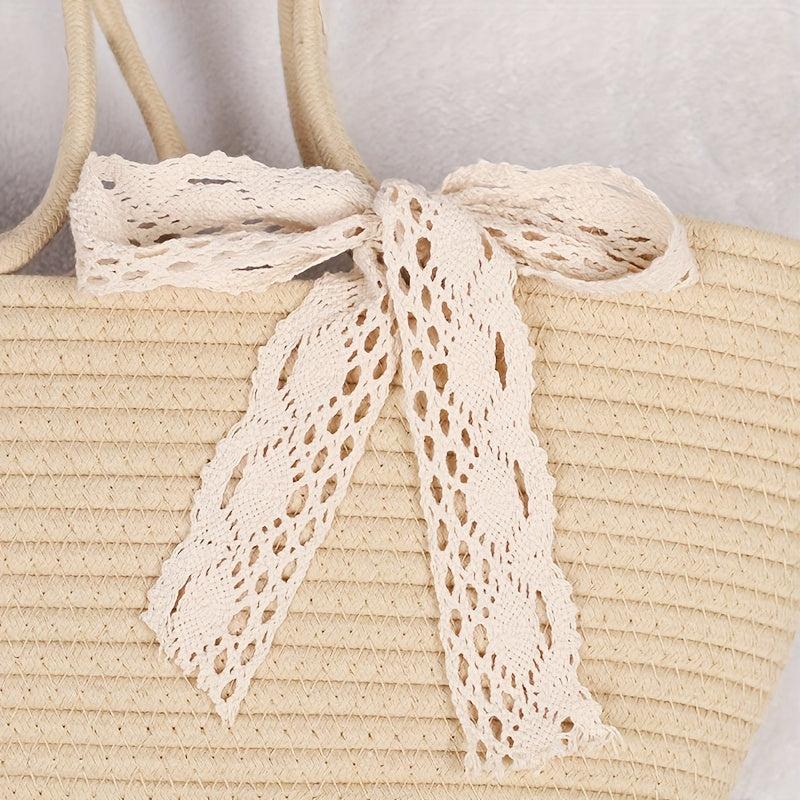 Straw Satchel Bag All Match Travel Beach Handbag