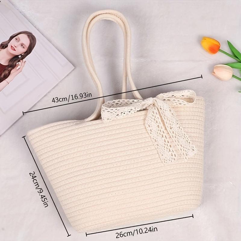 Straw Satchel Bag All Match Travel Beach Handbag