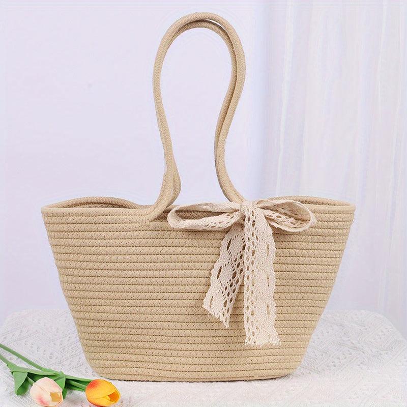 Straw Satchel Bag All Match Travel Beach Handbag