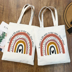 Cartoon Pattern Canvas Bag Shoulder Bag Reusable Shopper Bag