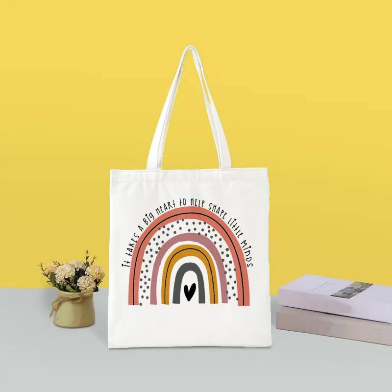 Cartoon Pattern Canvas Bag Shoulder Bag Reusable Shopper Bag